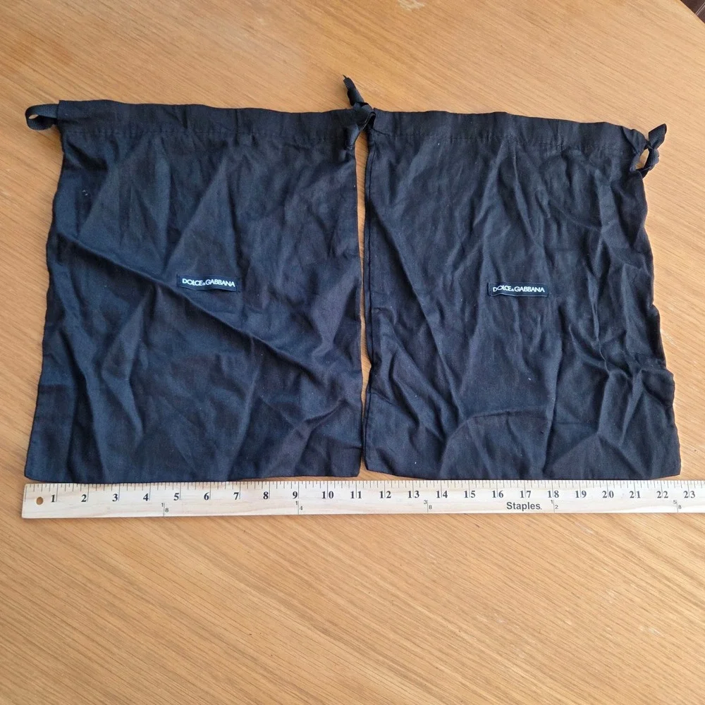 Dolce & Gabbana Set of 2 Black Cotton Drawstring‎ Dust Bags 11x14